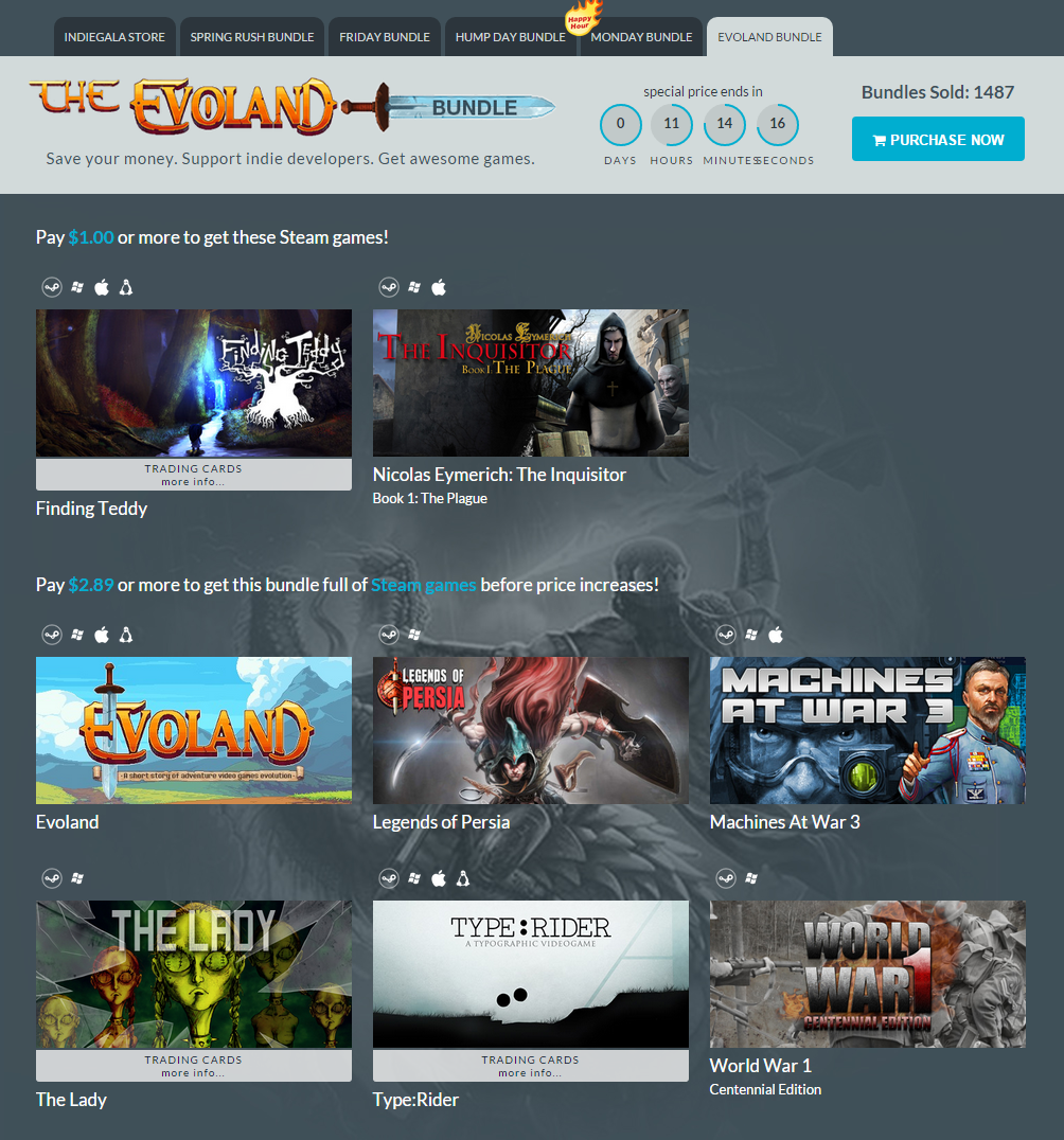 IndieGala Evoland Bundle Bundle of Steam games.png