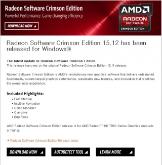 AMD Radeon Software Crimson Edition 15.12 release - IT 소식 - ITCM